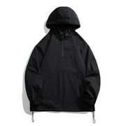 cllios Men Big and Tall Half Zip Jackets Trendy Solid Zip Up Windbreaker Fall Outdoor Hiking Travel Jacket Athletic Quarter Zip Pullover